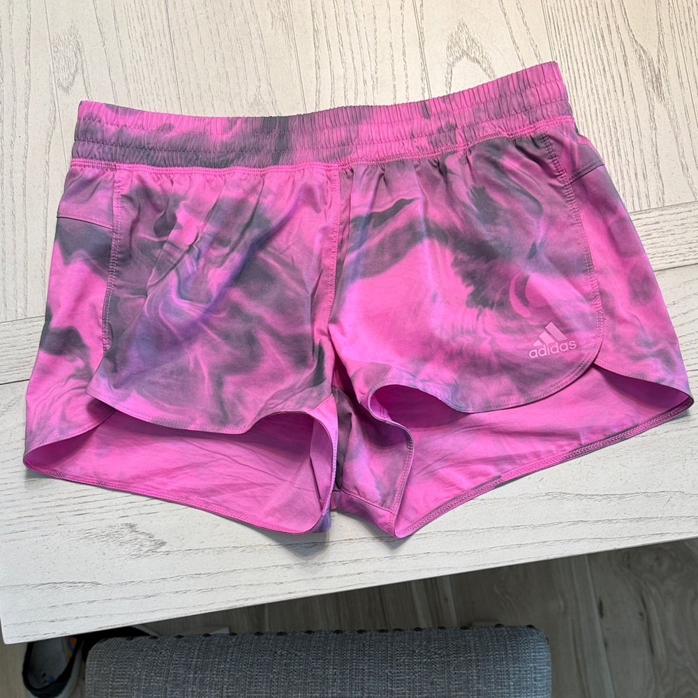 Adidas Women's Pink and Gray Athletic Shorts